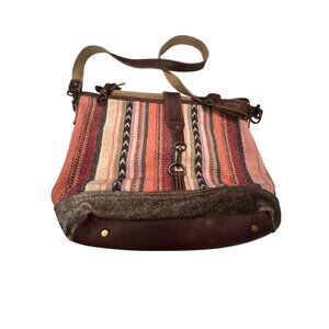 Myra Bag Tribal‎ Pattern Canvas & Leather Crossbody Bag (Small Flaw)